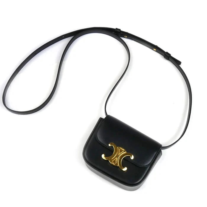 CELINE TRIOMPHE MINI CLAUDE SHOULDER BAG HANDBAG: CELINE Triomphe Mini Claude Shoulder Bag Handbag Brand: CELINE Type: Handbag Material: Calfskin Color: Black Size: W12cm x H9.5cm x D4cm Accessories: None Accessories Notice: When purchasi