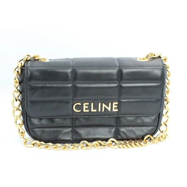 CELINE MONOCHROME CHAIN SHOULDER IN CALF BLACK HANDBAG: Celine Monochrome Chain Shoulder in Calf Black Handbag Brand: Celine Type: Handbag Material: Calf Color: Black Size: W:24cm × H:14.5cm × D:4.5cm / Shoulder length: 66cm Accessories: None