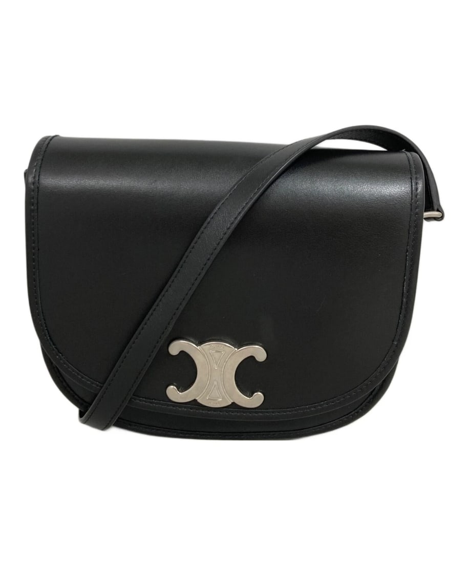 CELINE MEDIUM BESACE TRIOMPHE HANDBAG: CELINE Medium Besace Triomphe Handbag Brand: CELINE Type: Handbag Material: none Color: Black Size: H:19cm / W:22cm / D:3cm Accessories: None Accessories Notice: When purchasing pre-owned