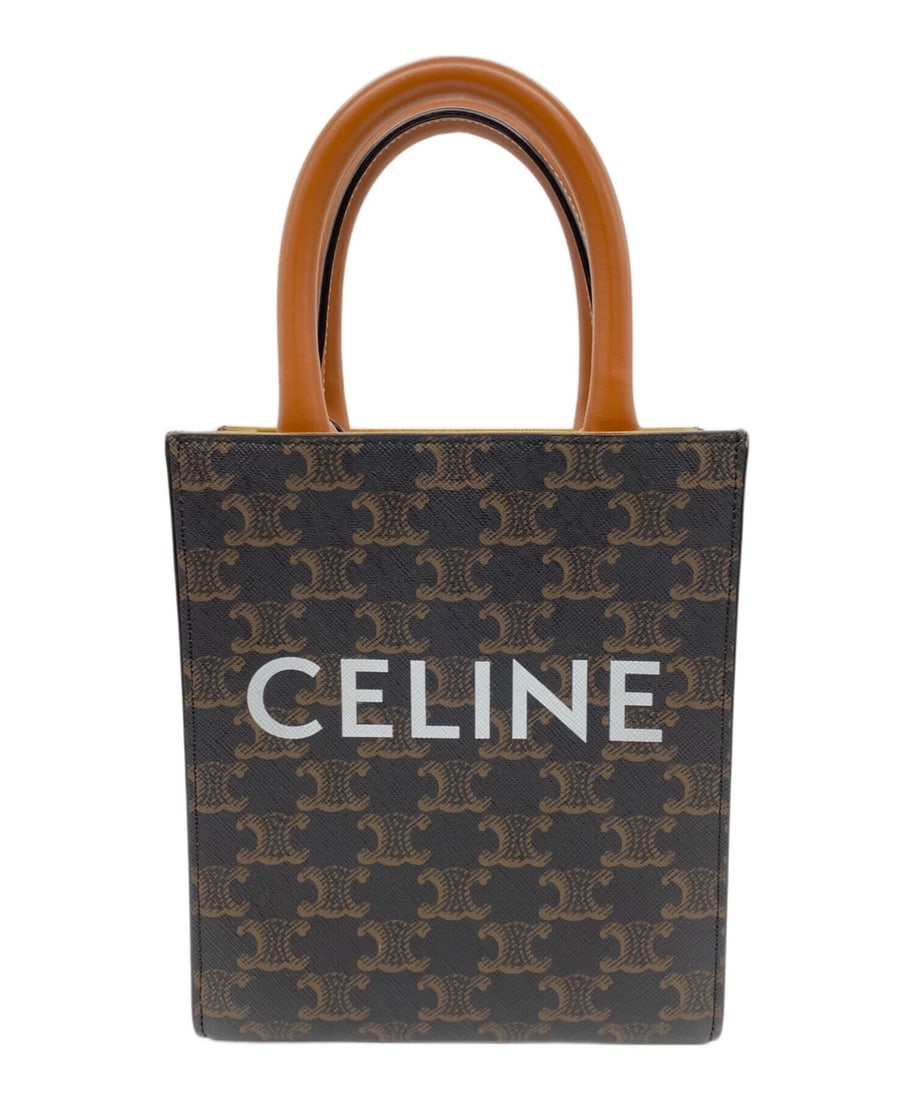 CELINE MINI VERTICAL CABAS HANDBAG: CELINE Mini Vertical Cabas Handbag Brand: CELINE Type: Handbag Material: none Color: Brown Size: H:19.5cm / W:17cm / D:6cm [ Handle size ] 25cm Accessories: None Accessories Notice: When p