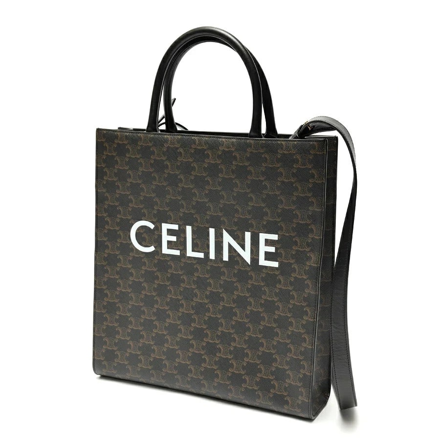 CELINE MEDIUM VERTICAL CAVA PRINT TRIUMPH CANVAS BAG: Celine Medium Vertical CAVA Print Triumph Canvas Bag Brand: Celine Type: Bag Material: Coated Canvas/Leather Color: Celine Printed Triomphe Canvas Size: W31.5×H35×D5cm Accessories: None