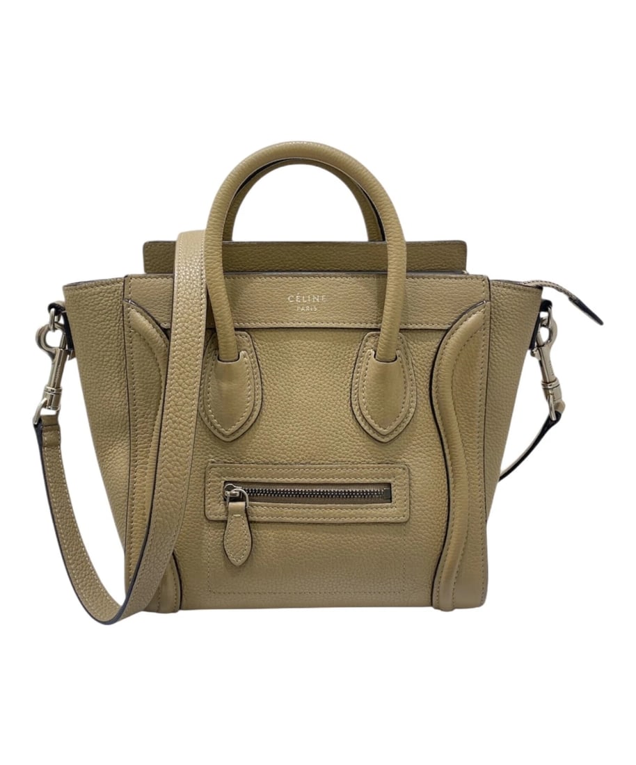 CELINE LUGGAGE NANO SHOPPER HANDBAG: CELINE Luggage Nano Shopper Handbag Brand: CELINE Type: Handbag Material: Leather Color: Beige Size: H:20.0cm / W:27.0cm / D:10.0cm [ Handle size ] 6.0cm Accessories: None Accessories Notice:
