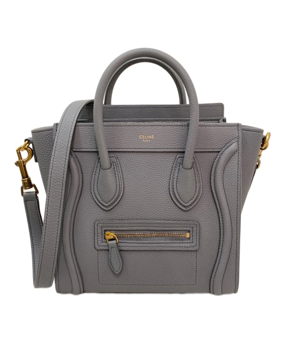CELINE LUGGAGE NANO SHOPPER HANDBAG: CELINE Luggage Nano Shopper Handbag Brand: CELINE Type: Handbag Material: Drummed Calfskin Color: Cole (Gray) Size: H:21cm / W:20cm / D:10cm [ Handle size ] 6cm Accessories: None Accessories