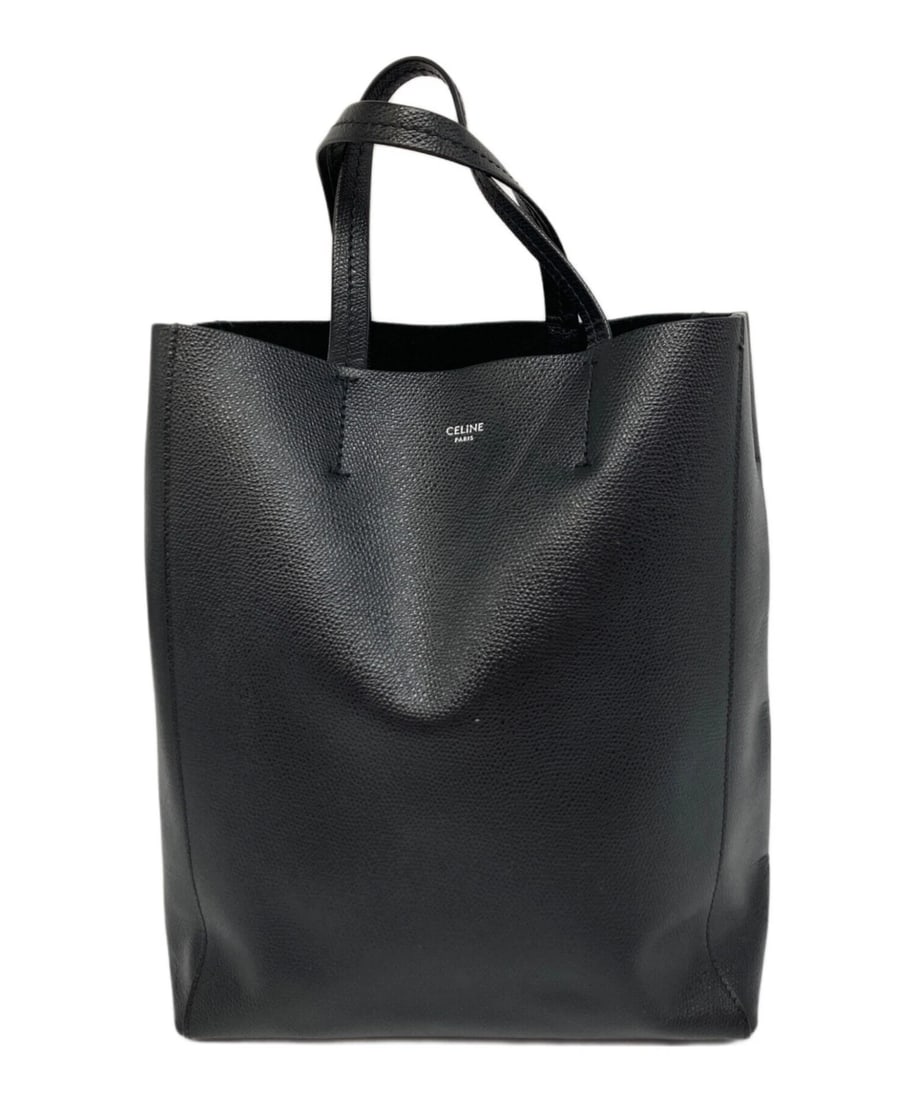 CELINE VERTICAL CABAS SMALL LEATHER HANDBAG: CELINE Vertical Cabas Small Leather Handbag Brand: CELINE Type: Handbag Material: none Color: Black Size: H:18cm / W:22cm / D:10cm [ Handle size ] 12cm Accessories: None Accessories Notice