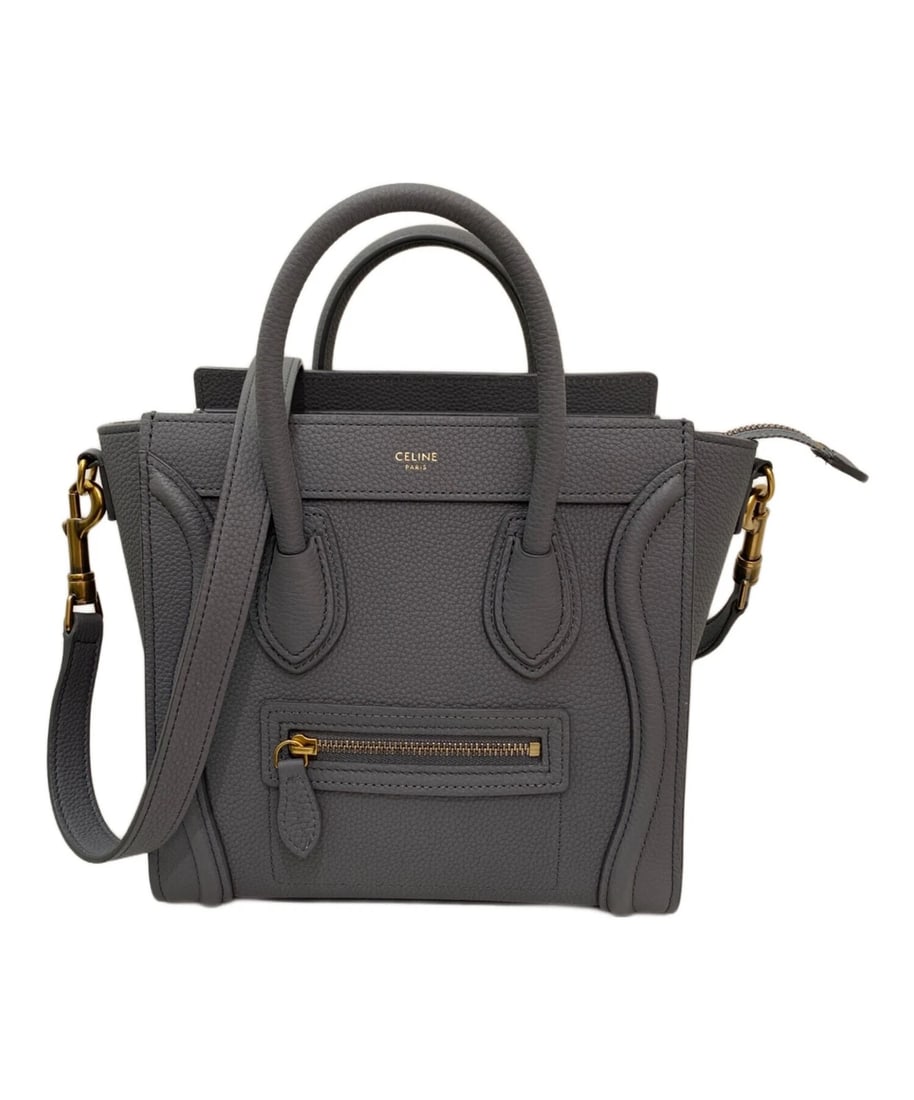 CELINE LUGGAGE NANO HANDBAG: CELINE Luggage Nano Handbag Brand: CELINE Type: Handbag Material: Leather Color: Blue Size: H:19cm / W:20cm / D:10cm [ Handle size ] 7cm Accessories: None Accessories Notice: When purchasing