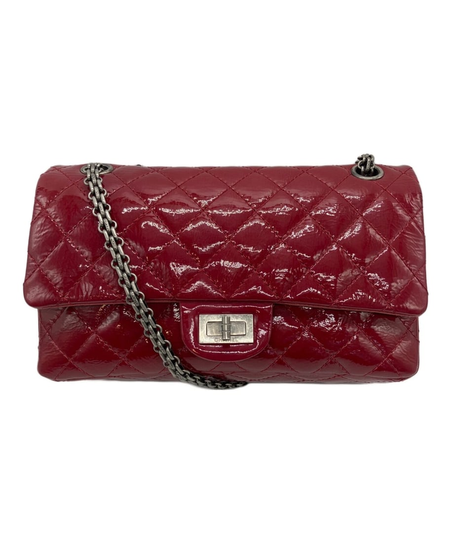 CHANEL PATENT DOUBLE FLAP DOUBLE CHAIN BAG HANDBAG: CHANEL Patent Double Flap Double Chain Bag Handbag Brand: CHANEL Type: Handbag Material: Patent Leather Color: Bordeaux Size: H:15cm / W:24cm / D:8cm Accessories: None Accessories Notice: