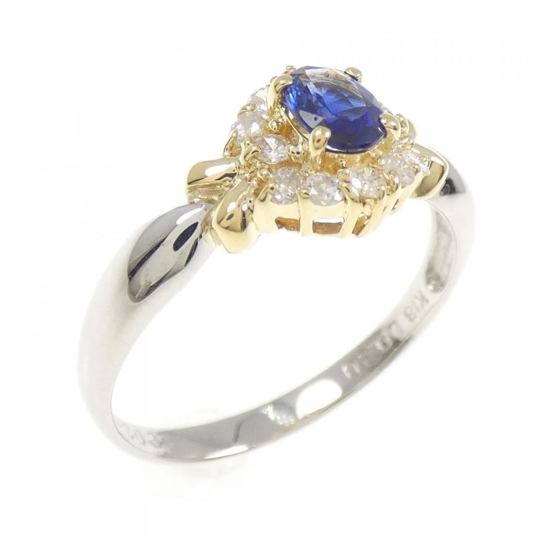 PT900 K18YG SAPPHIRE RING: PT900 K18YG Sapphire Ring Brand: Unbranded Type: Ring Material: Platinum 900 Platinum K18 Yellow Gold, Main Stone/Creation Sapphire Color: White Gold Size: 7.5-8 US Accessories: None