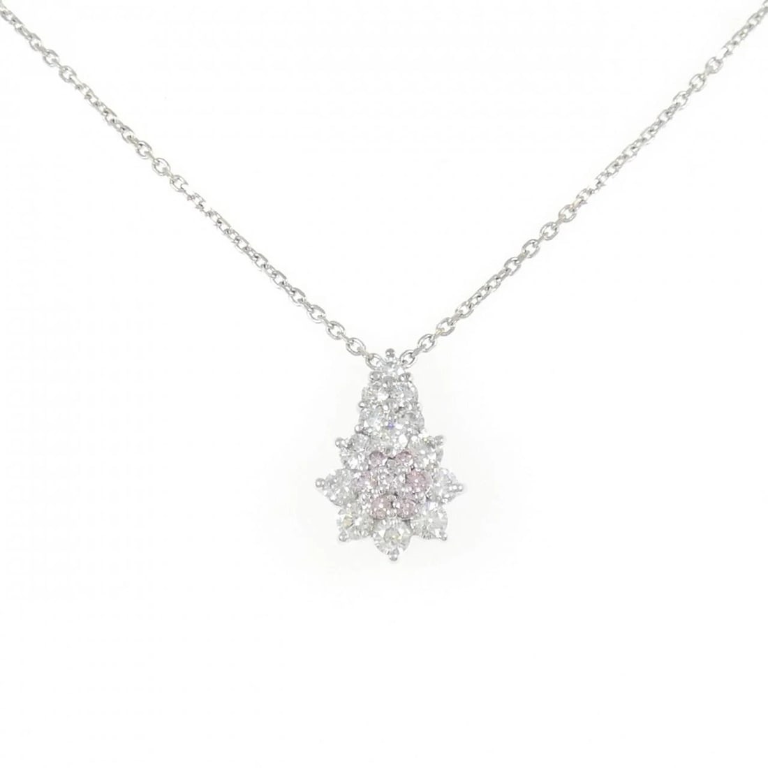 K18WG FLOWER PINK DIAMOND NECKLACE: K18WG Flower Pink Diamond Necklace Brand: Unbranded Type: Necklace Material: K18 White Gold, Main Stone/Creation Natural Color: WG Size: 45cmActualSize Pendant top H x W: 15.2mmx10.1mm Chain