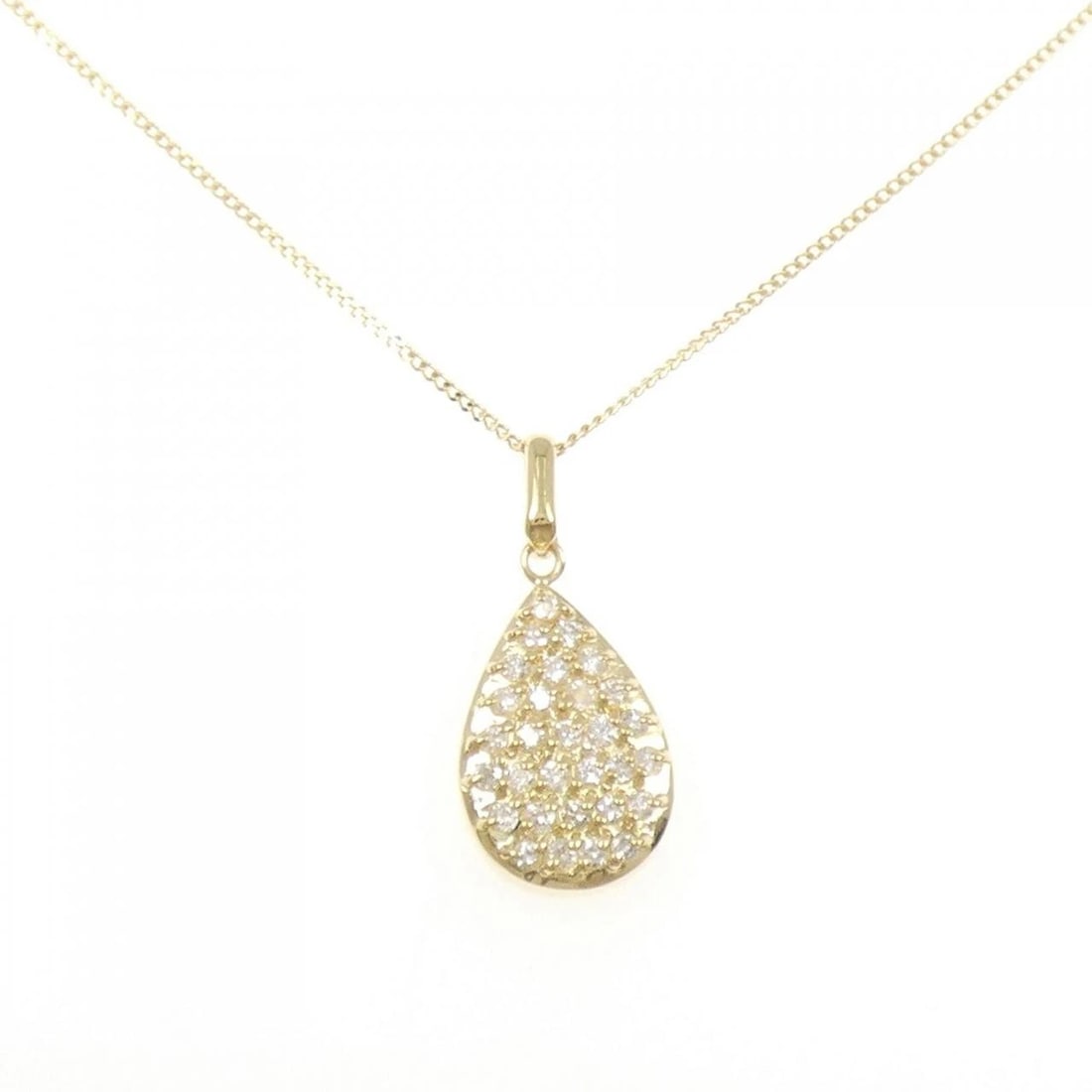 K18YG PAVE DIAMOND NECKLACE: K18YG Pave Diamond Necklace Brand: Unbranded Type: Diamond Necklace Material: 18K Yellow Gold, Main Stone/Creation Natural Color: Yellow Gold Size: 40cm Accessories: None Accessories Notice: