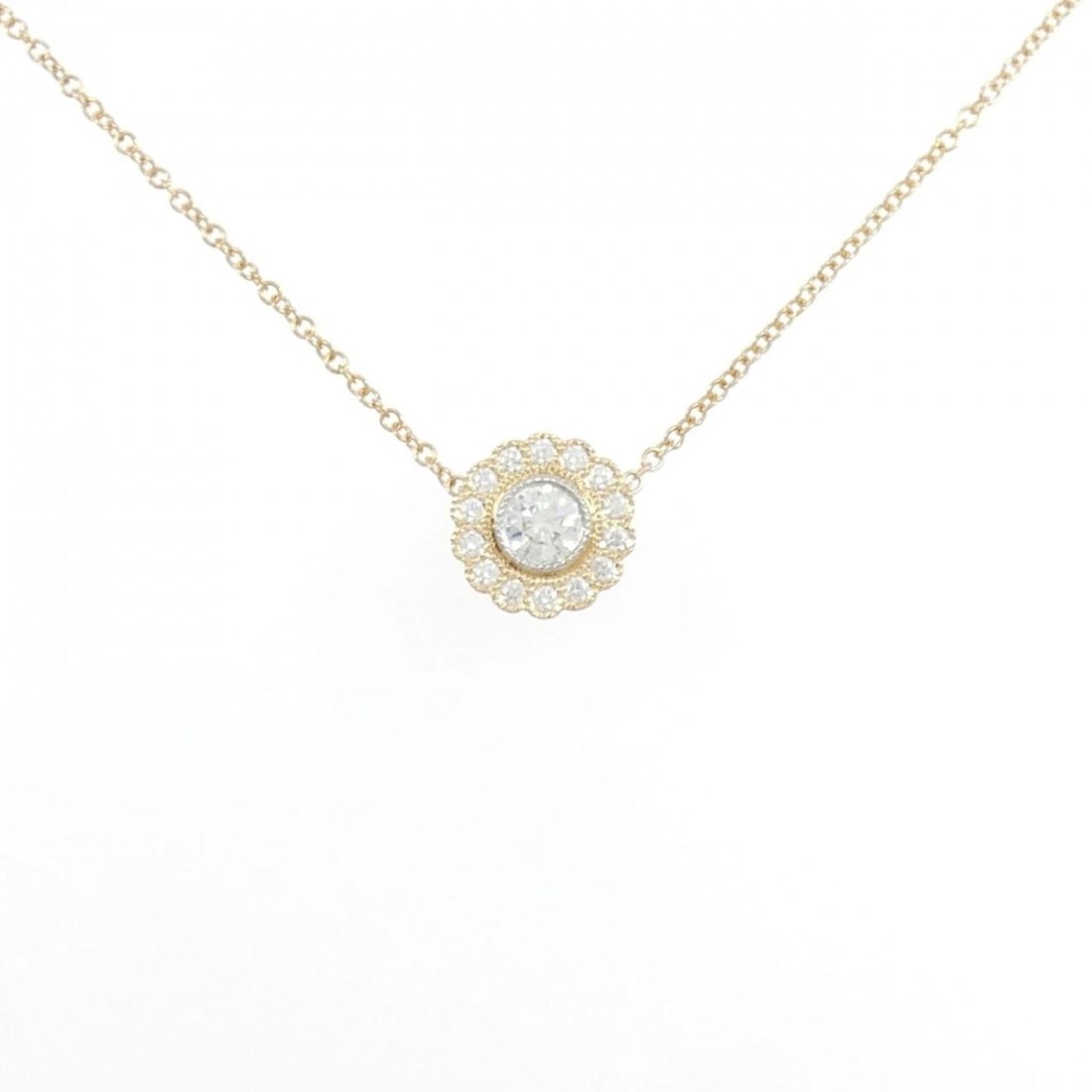 TIFFANY ENCHANT ROUND NECKLACE: Tiffany Enchant Round Necklace Brand: Tiffany Type: Necklace Material: 750PG PT950, Main Stone/Creation Natural Color: Pink Gold Platinum Size: ActualSize Pendant top H x W: 8.6mmx8.7mm Chain