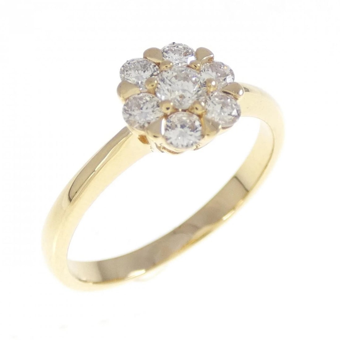 750YG FLOWER DIAMOND RING: 750YG Flower Diamond Ring Brand: Unbranded Type: Ring Material: 750 Yellow Gold, Main Stone/Creation natural Color: Yellow Gold Size: 7-7.5 US Accessories: None Accessories Notice: When pu