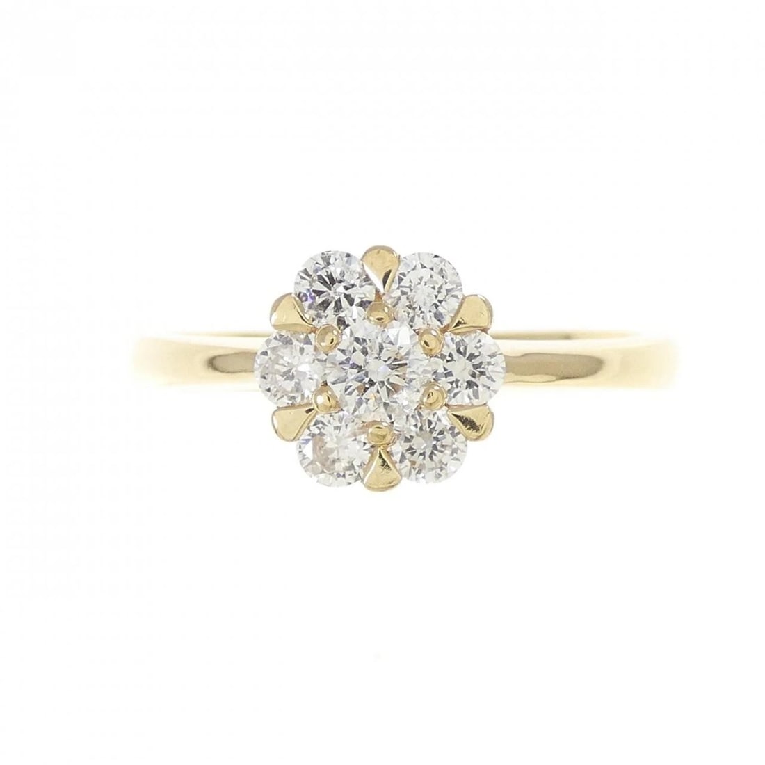 750YG FLOWER DIAMOND RING - 2