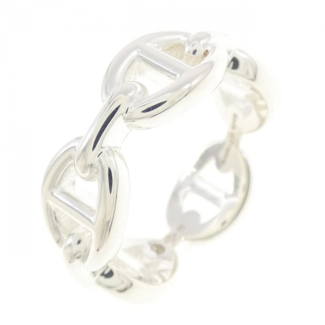 HERMES CHAINE D'ANCRE ENCHENE RING: HERMES Chaine d'Ancre Enchene Ring Brand: HERMES Type: Ring Material: 925 Silver, Color: Silver Size: 6.5-7 US Accessories: None Accessories Notice: When purchasing pre-owned goods, please