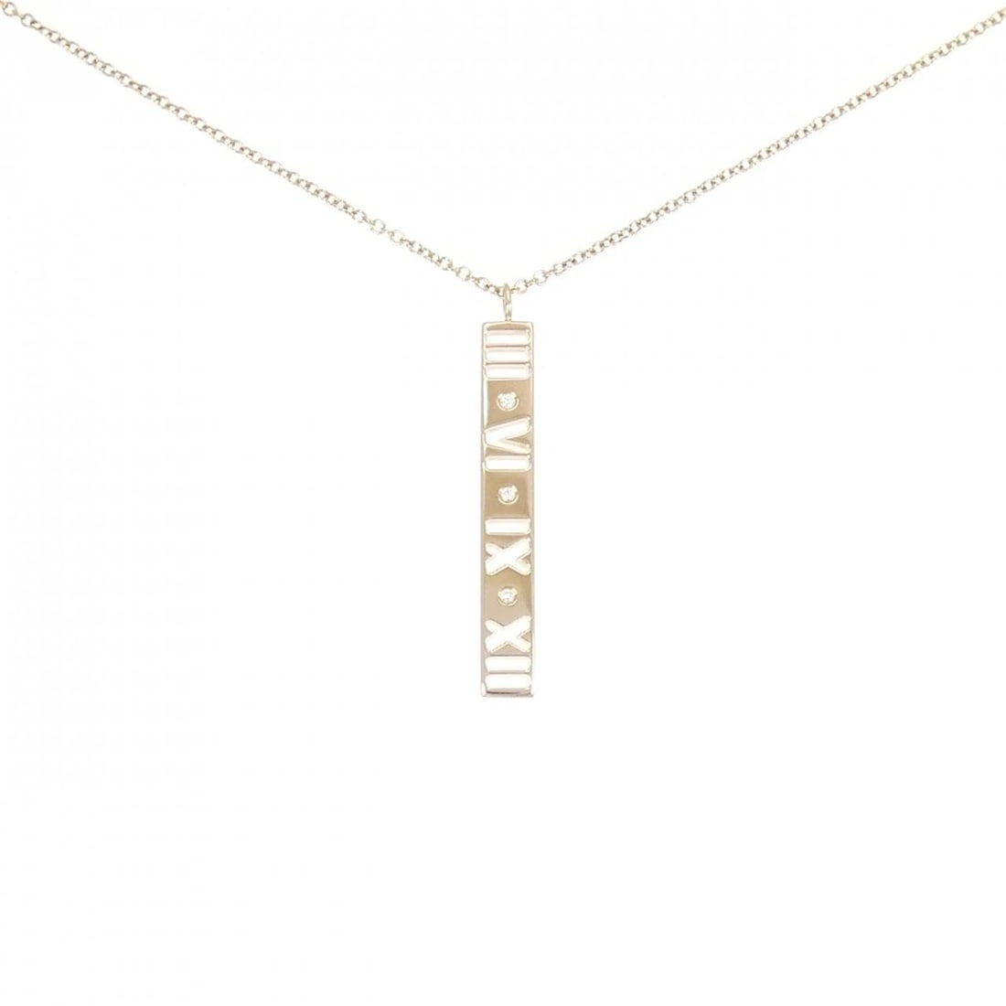 TIFFANY & CO. ATLAS BAR NECKLACE: Tiffany & Co. Atlas Bar Necklace Brand: Tiffany Type: Necklace Material: 750 Pink Gold, Main Stone/Creation Natural Color: Pink Gold Size: ActualSize Pendant top H x W: 27.5mmx4.0mm Chain Max.
