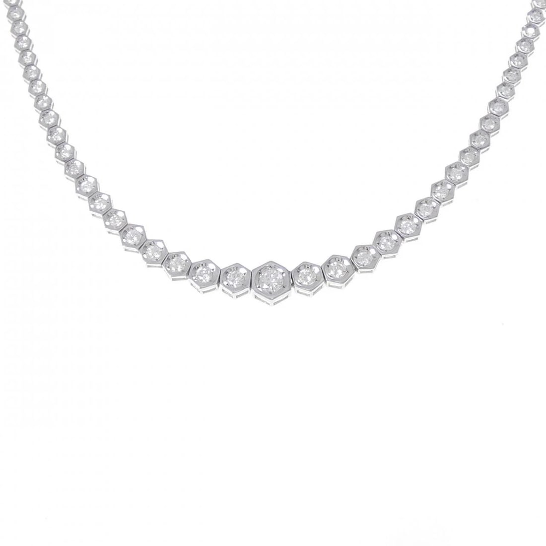 K18WG DIAMOND NECKLACE: K18WG Diamond Necklace Brand: Unbranded Type: Necklace Material: K18 White Gold, Main Stone/Creation Natural Color: WG Size: 43cmActualSize Max W: 6.7mm Accessories: None Accessories Notice: