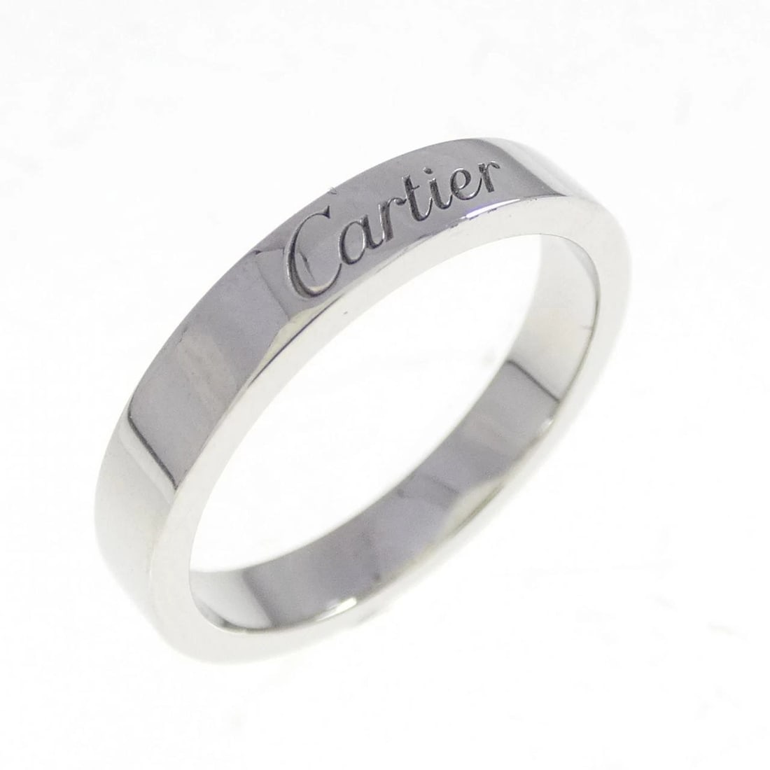 CARTIER ENGRAVED DE RING: Cartier Engraved de Ring Brand: Cartier Type: Ring Material: Platinum 950, Color: Platinum Size: 4.5-5 US Accessories: None Accessories Notice: When purchasing pre-owned goods, please refer
