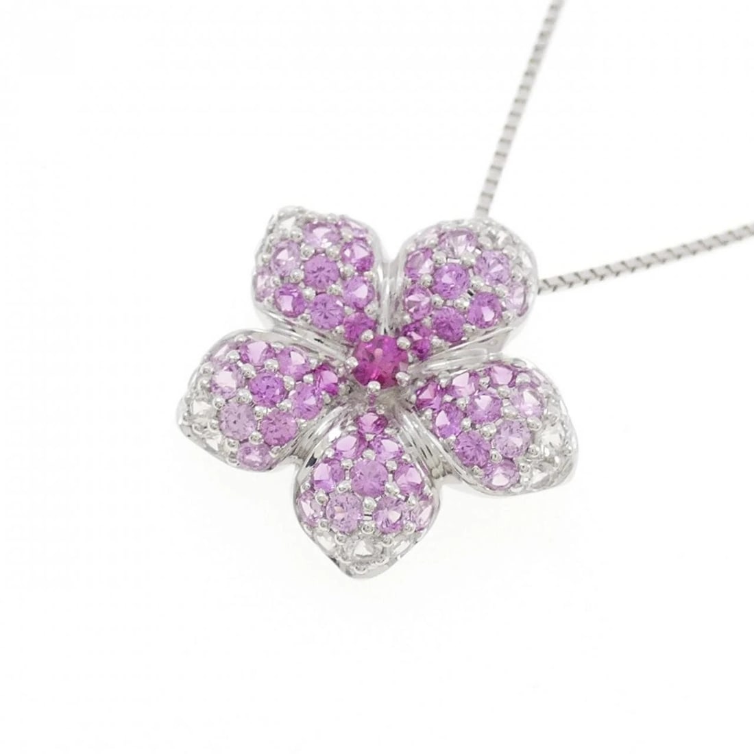 K18WG FLOWER RUBY NECKLACE - 3