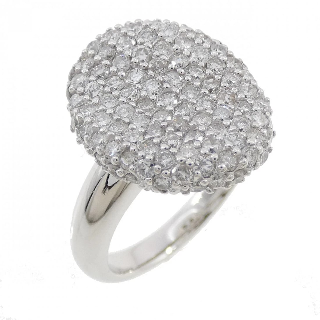 K18WG PAVE DIAMOND RING: K18WG Pave Diamond Ring Brand: Unbranded Type: Ring Material: K18 White Gold, Main Stone/Creation natural Color: White Gold Size: 5-5.5 US Accessories: None Accessories Notice: When