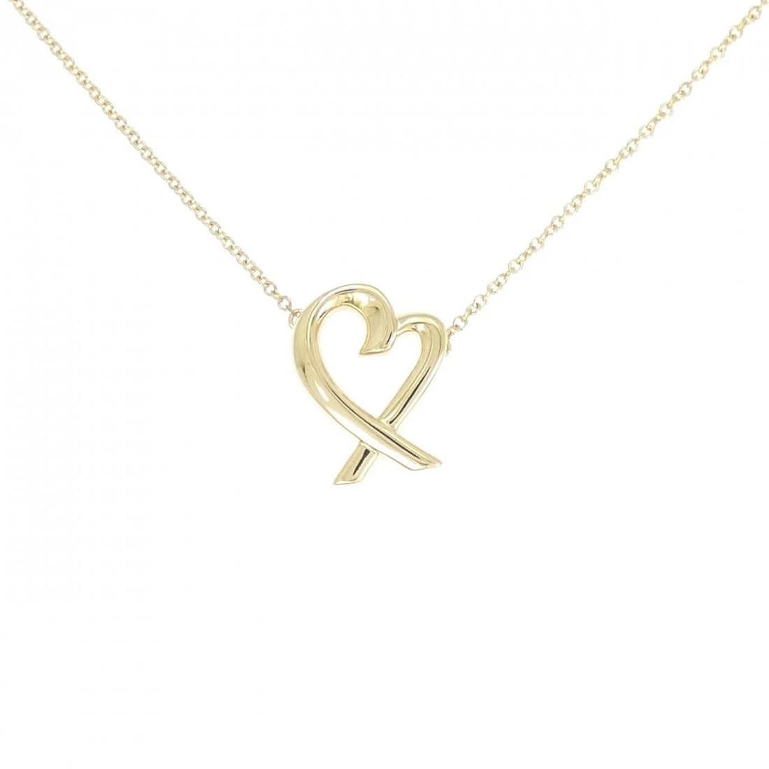 TIFFANY & CO. LOVING HEART SMALL NECKLACE: Tiffany & Co. Loving Heart Small Necklace Brand: Tiffany Type: Necklace Material: 750 Yellow Gold, Color: Yellow Gold Size: ActualSize Pendant top H x W: 14.8mmx11.6mm Chain Max. W: 1.1mm 