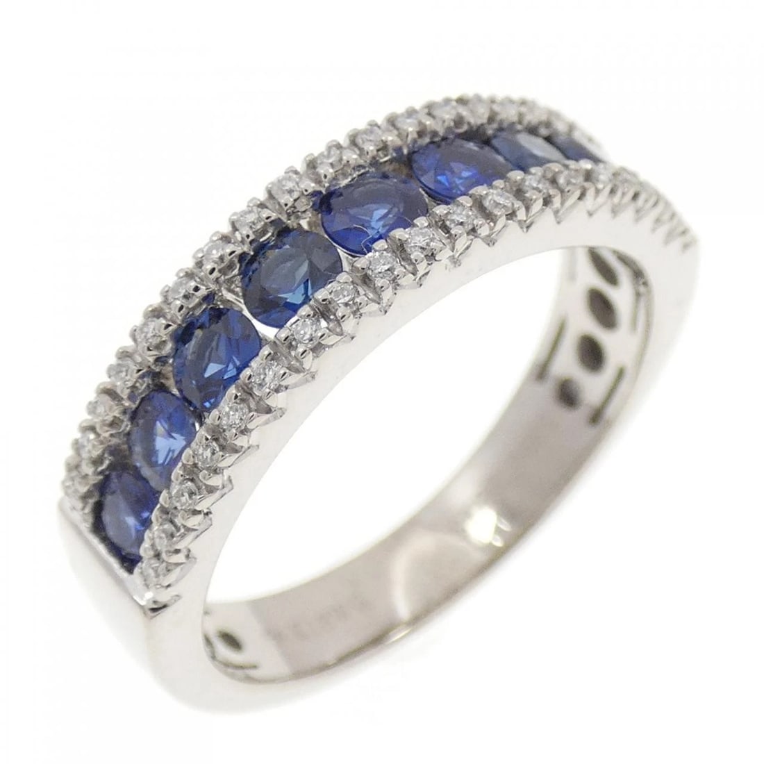 K18WG SAPPHIRE RING: K18WG Sapphire Ring Brand: Unbranded Type: Ring Material: K18 White Gold, Main Stone/Creation Sapphire Color: White Gold Size: 6.5-7 US Accessories: None Accessories Notice: When purchasin