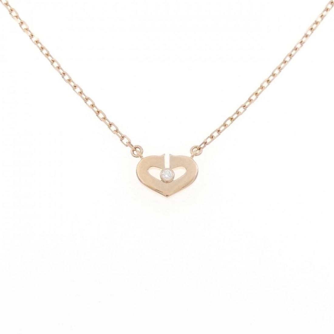 CARTIER C HEART SMALL NECKLACE: Cartier C Heart Small Necklace Brand: Cartier Type: Necklace Material: 750 Pink Gold, Main Stone/Creation Natural Color: Pink Gold Size: 39cm, ActualSize Pendant top H x W: 7.1mmx9.9mm Chain
