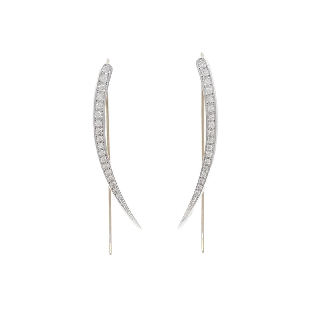 750WG 750YG DIAMOND EARRINGS: 750WG 750YG Diamond Earrings Brand: Unbranded Type: Earrings Material: 750 White Gold 750 Yellow Gold, Main Stone/Creation natural Color: White Gold Size: HxW: 44.9mmx3.0mm Accessories: None