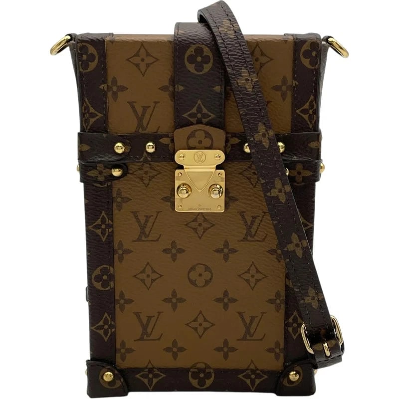 LOUIS VUITTON POCHETTE TRUNK VERTICAL BROWN MONOGRAM REVERSE HANDBAG (1 of 9)