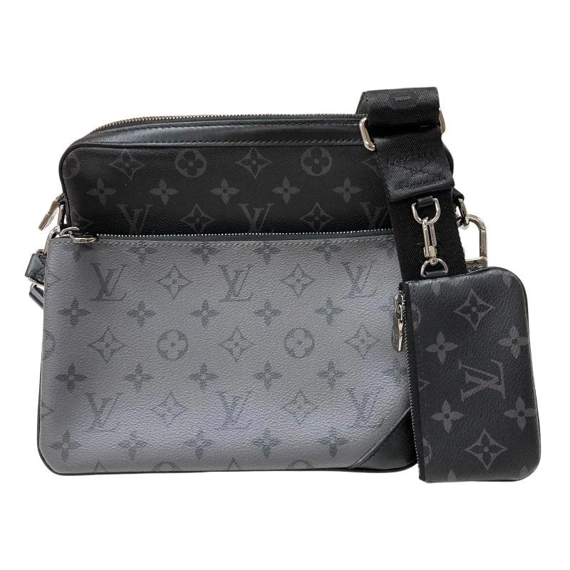 LOUIS VUITTON TRIO MESSENGER MONOGRAM ECLIPSE REVERSE HANDBAG: LOUIS VUITTON Trio Messenger Monogram Eclipse Reverse Handbag Brand: LOUIS VUITTON Type: Handbag Material: Monogram Eclipse Pvc Monogram Eclipse & Monogram Eclipse Reverse Color: Black/Gray Size: