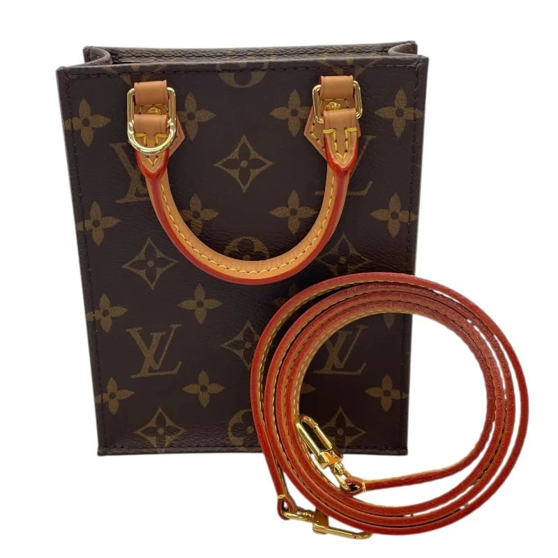 LOUIS VUITTON PETIT SAC PLAT BROWN MONOGRAM CANVAS HANDBAG: LOUIS VUITTON Petit Sac Plat Brown Monogram Canvas Handbag Brand: LOUIS VUITTON Type: Handbag Material: Monogram Canvas Color: Brown Size: W: 13.5cm / H: 17cm / D: 5cm / Shoulder: 111cm 