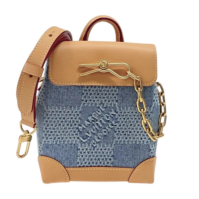 LOUIS VUITTON NANO STEAMER BLUE GHW DAMIER DENIM SHOULDER BAG HANDBAG: LOUIS VUITTON Nano Steamer Blue GHW Damier Denim Shoulder Bag Handbag Brand: LOUIS VUITTON Type: Handbag Material: Damier Denim Color: Blue/GD Hardware Size: W: 15cm / H: 18cm / D: 7cm / Shoulder: