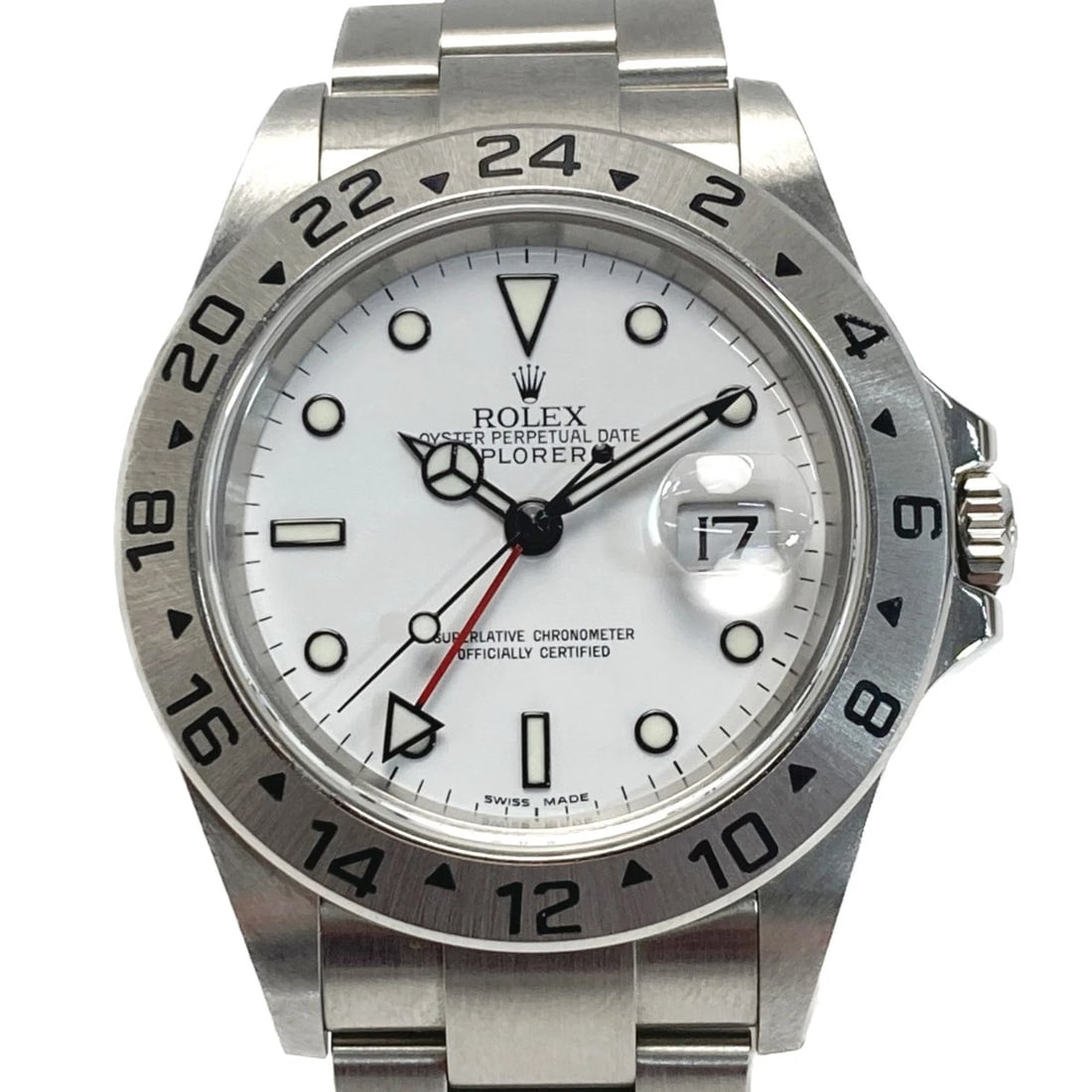 ROLEX WHITE WATCH: ROLEX White Watch Brand: ROLEX Type: Wristwatch Material: Band Material Stainless Steel, Case Material NA Color: Band Color White Size: Band Size 18cm, Case Size 40mm Accessories: None
