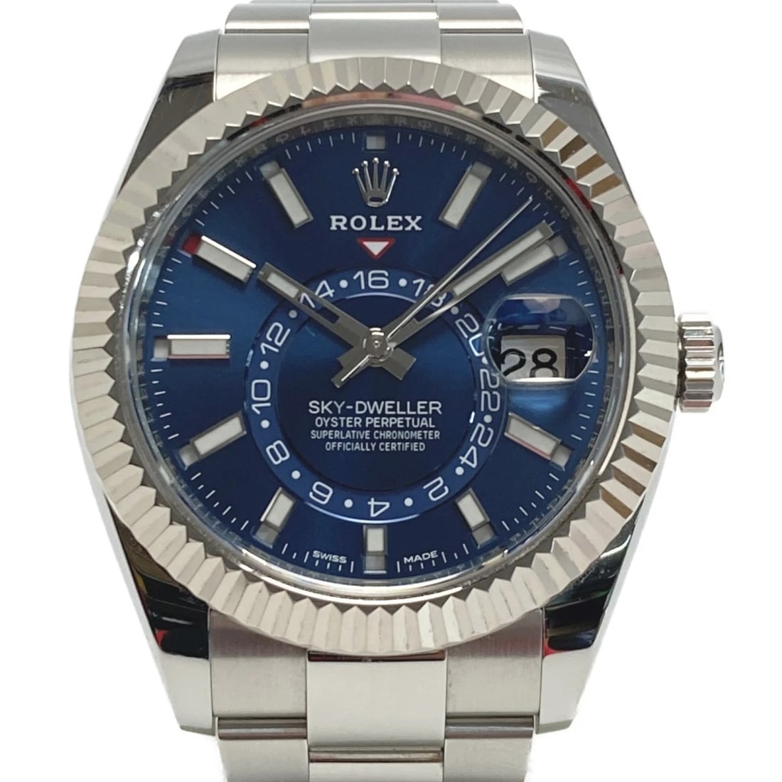 ROLEX BLUE WATCH: ROLEX Blue Watch Brand: ROLEX Type: Wristwatch Material: Band Material Ss×K18Wg, Case Material NA Color: Band Color Blue Size: Band Size 17.5cm, Case Size 42mm Accessories: None Accessories