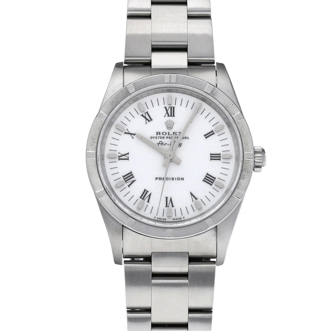 ROLEX AIR KING WHITE WATCH: ROLEX Air King White Watch Brand: ROLEX Type: N/A Material: Band Material Stainless, Case Material Sapphire Crystal Color: Dial Color White Size: Band Size none, Case Size 34×34mm 