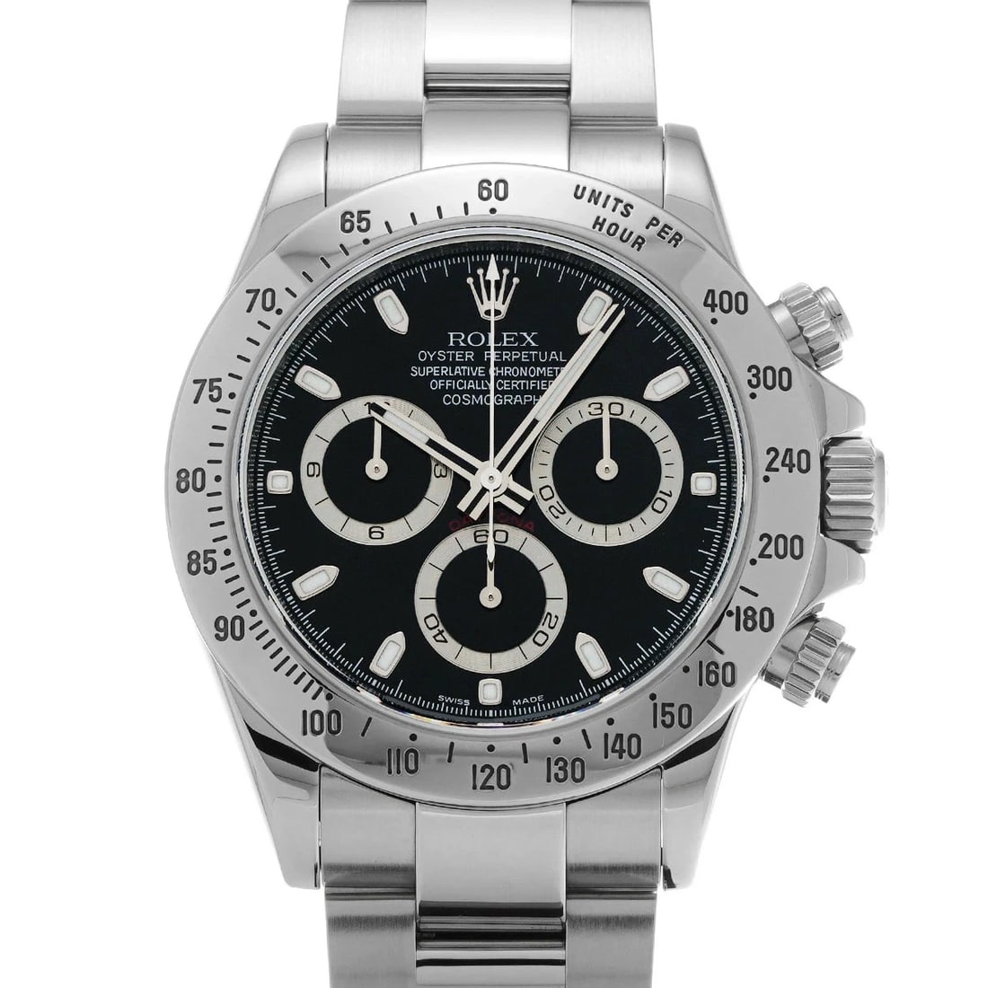 ROLEX COSMOGRAPH DAYTONA BLACK WATCH: ROLEX Cosmograph Daytona Black Watch Brand: ROLEX Type: N/A Material: Band Material Stainless, Case Material Sapphire Crystal Color: Band Color Black Size: Band Size none, Case Size 40×40mm Acce
