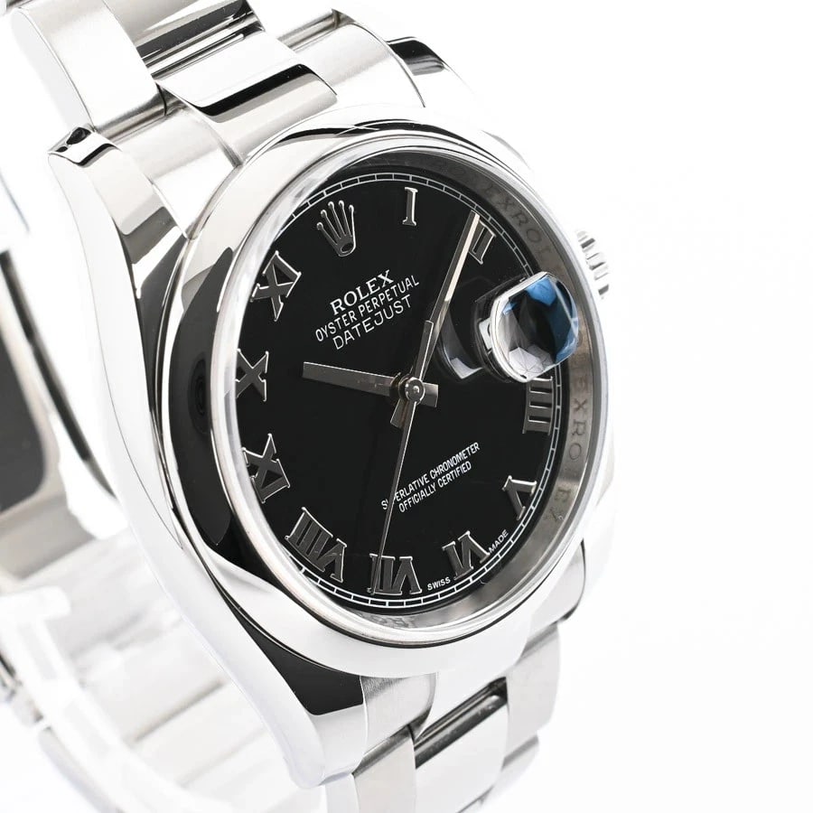 ROLEX DATEJUST BLACK WATCH - 4