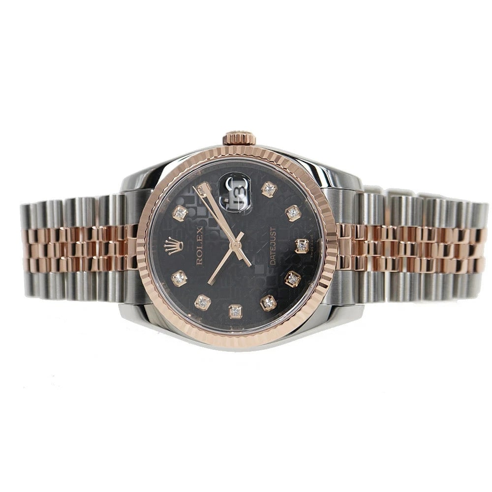 ROLEX DATEJUST BLACK WATCH - 6