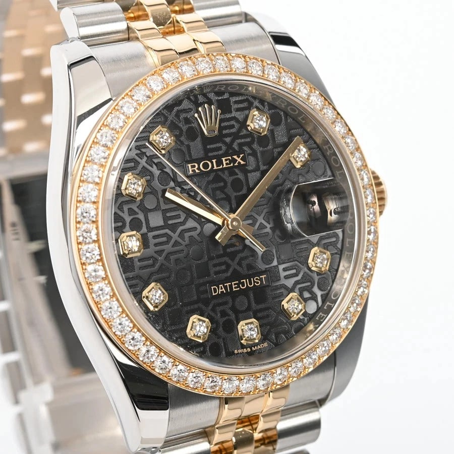 ROLEX DATEJUST BLACK WATCH - 4
