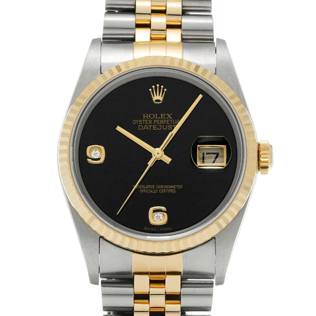 ROLEX DATEJUST BLACK WATCH: ROLEX Datejust Black Watch Brand: ROLEX Type: N/A Material: Band Material Stainless, Case Material Sapphire Crystal Color: Band Color Black Size: Band Size none, Case Size 36×36mm 
