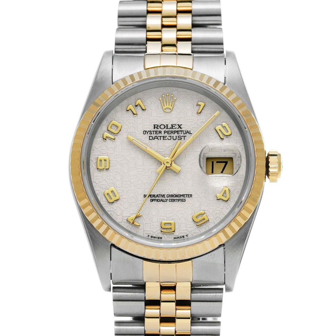 ROLEX DATEJUST IVORY WATCH: ROLEX Datejust Ivory Watch Brand: ROLEX Type: Wristwatch Material: Band Material Stainless, Case Material Sapphire Crystal Color: Band Color Ivory Size: Band Size 20cm, Case Size 36×36mm Accesso