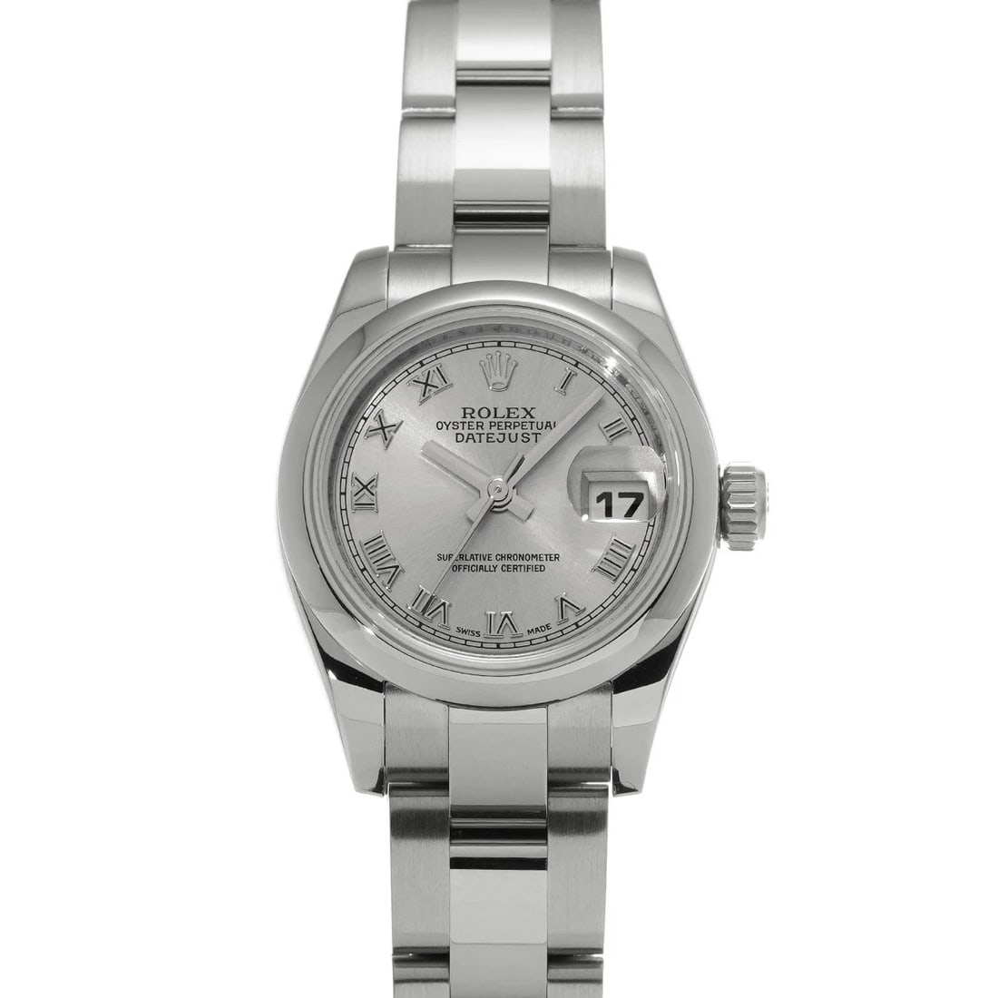 ROLEX DATEJUST SILVER WATCH: ROLEX Datejust Silver Watch Brand: ROLEX Type: N/A Material: Band Material Stainless, Case Material Sapphire Crystal Color: Band Color Silver Size: Band Size none, Case Size 26×26mm Accessories: