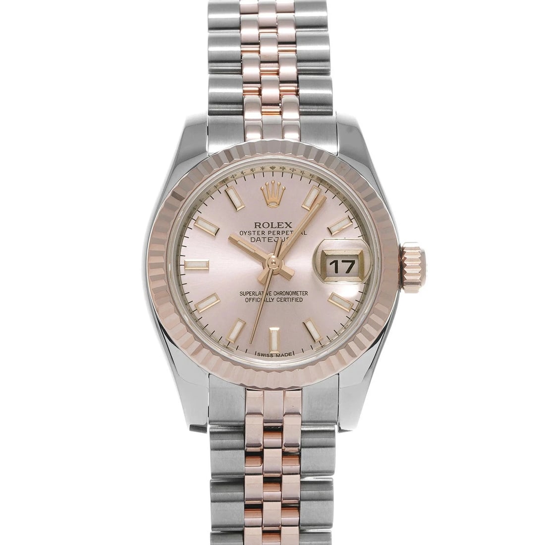 ROLEX DATEJUST PINK WATCH: ROLEX Datejust Pink Watch Brand: ROLEX Type: N/A Material: Band Material Stainless, Case Material Sapphire Crystal Color: Band Color Pink Size: Band Size none, Case Size 26×26mm Accessories: