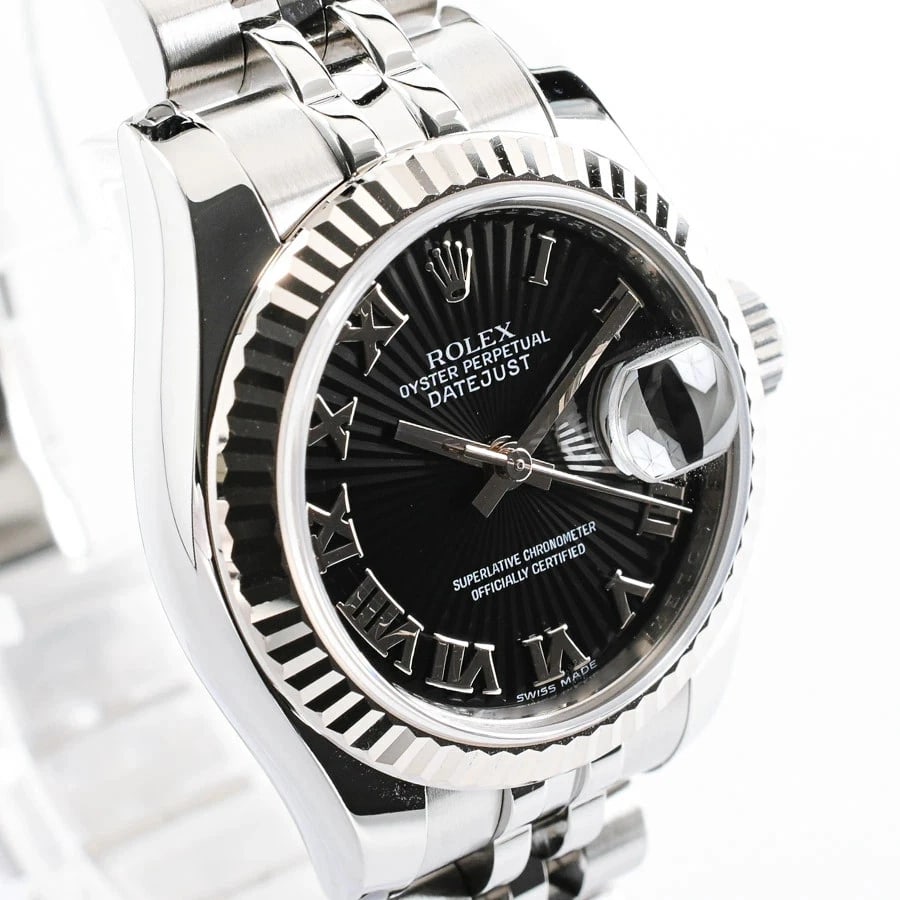 ROLEX DATEJUST BLACK WATCH - 4