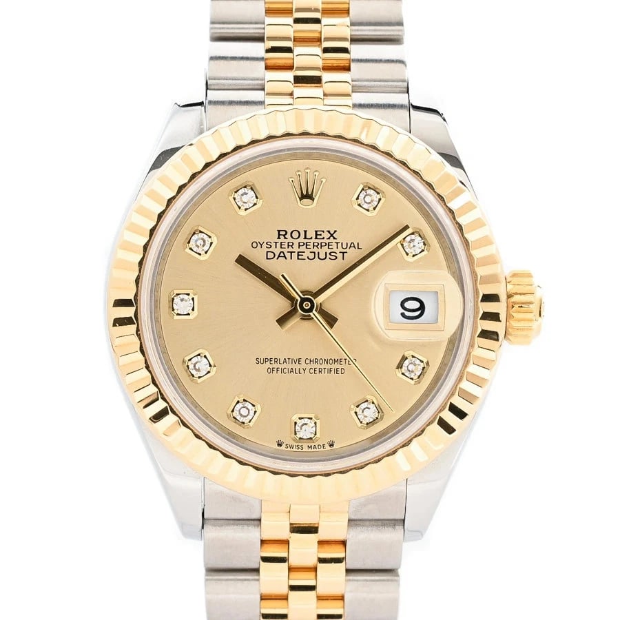 ROLEX DATEJUST YELLOW WATCH: ROLEX Datejust Yellow Watch Brand: ROLEX Type: N/A Material: Band Material Stainless Steel/Yellow Gold/Bracelet, Case Material N/A Color: Band Color Yellow Size: Band Size none, Case Size 28mm
