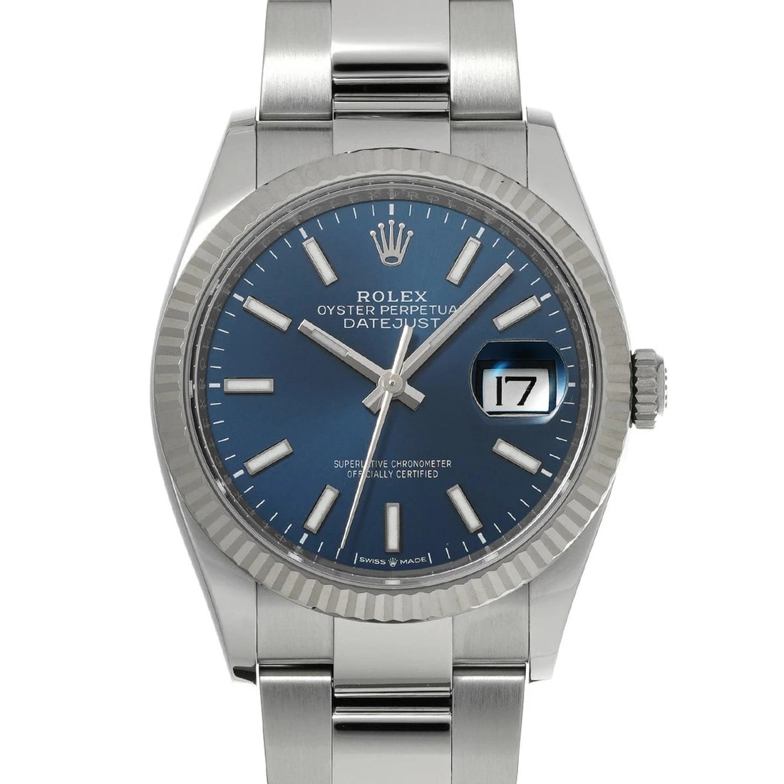 ROLEX DATEJUST BLUE WATCH: ROLEX Datejust Blue Watch Brand: ROLEX Type: N/A Material: Band Material Stainless, Case Material Sapphire Crystal Color: Band Color Blue Size: Band Size none, Case Size 36×36mm Accessories: