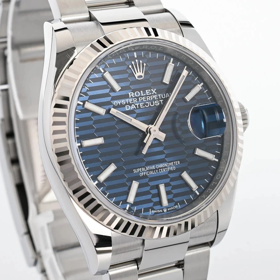 ROLEX DATEJUST BLUE WATCH - 4