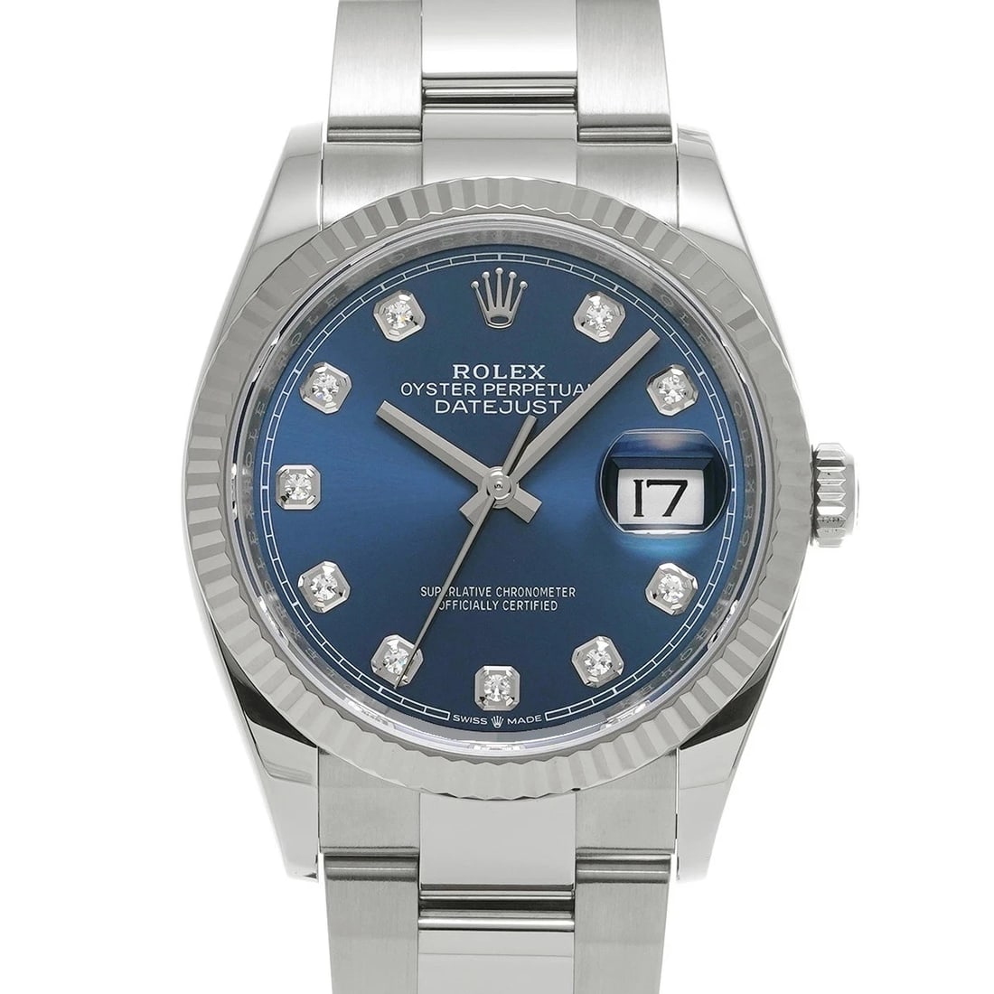 ROLEX DATEJUST BLUE WATCH: ROLEX Datejust Blue Watch Brand: ROLEX Type: N/A Material: Band Material Stainless, Case Material Sapphire Crystal Color: Band Color Blue Size: Band Size none, Case Size 36×36mm Accessories: