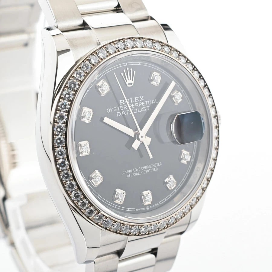 ROLEX DATEJUST BLACK WATCH - 4