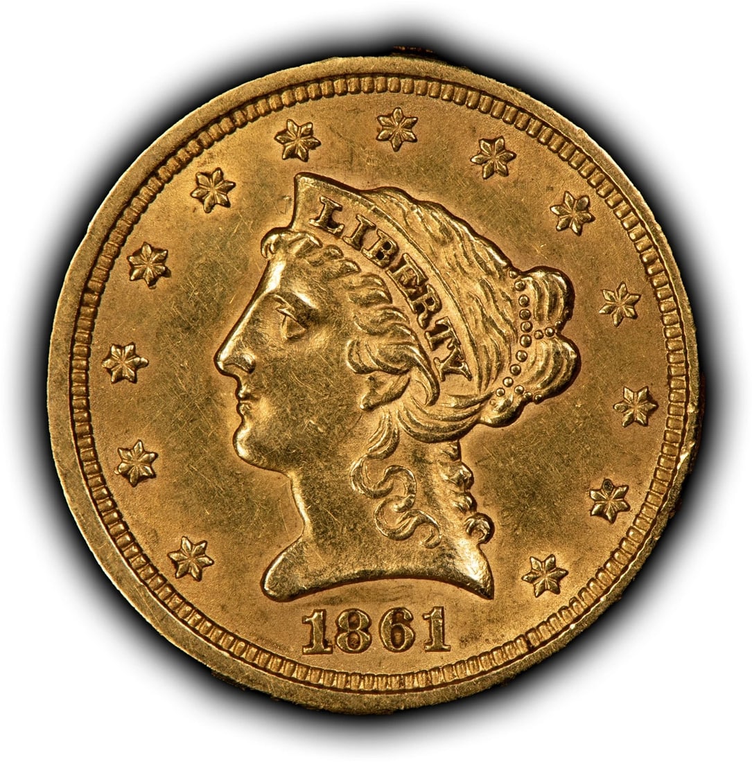 1861 G$2.50 LIBERTY HEAD GOLD QUARTER EAGLE (1 of 2)