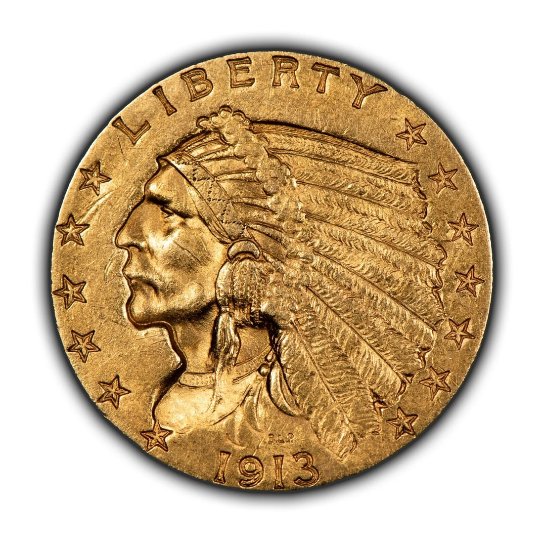 1913 G$2.50 INDIAN HEAD GOLD QUARTER EAGLE: 1913 G$2.50 Indian Head Gold Quarter Eagle Brand/Mint: U.S. Mint Year: 1913 Fineness: 0.9 Composition: Gold Coin: US Pre-1933 Gold Bullion Denomination: $2.50 Country of Origin: United St