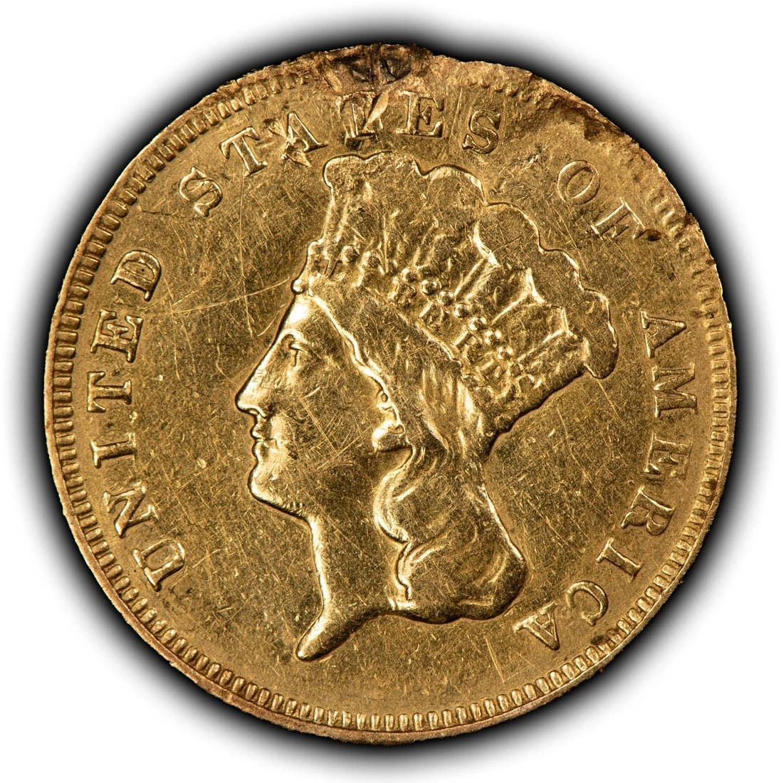 1878 G$3 INDIAN PRINCESS HEAD THREE DOLLAR GOLD PIECE (1 of 3)
